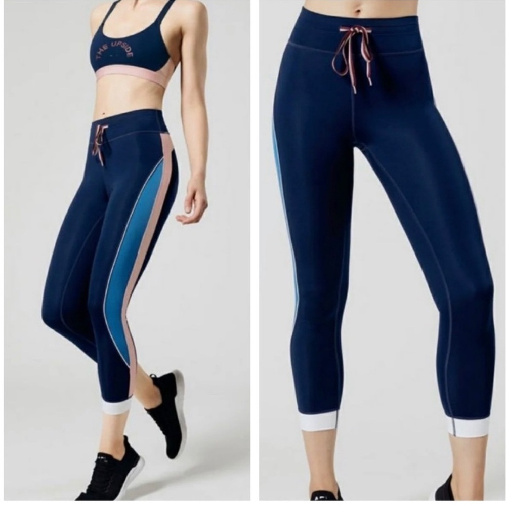 The upside side stripe‎ drawstring athletic leggings